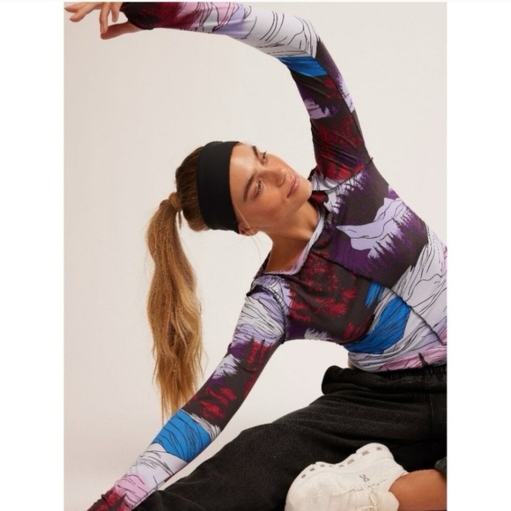 Free People FP Movement Right On Run Long Sleeve Layer top Rocky Ridge Twilight